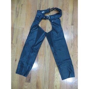 Harley Davidson Black Pebbled Leather Chaps Size Medium Made In USA 98480-98VW